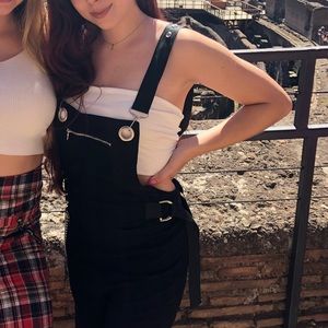 Black Overall Pants w/ Chain details